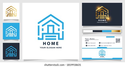 Home or house logo template with business card design