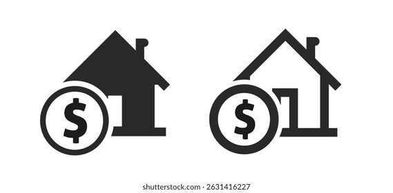 Home house money cash utility bill expense icon line stroke icon vector graphic set, property real estate tenant rental income revenue sign symbol logo pictogram solid image clip art, pay price