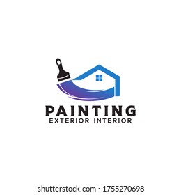 Home House Painting Service Coloring Logo Design Template Vector 