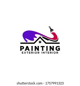 Home House Painting Service Coloring Logo Design Template Vector