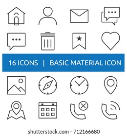 home, house, profile, message, chat, email, trash, bookmark, love, like, picture, compass, watch, time, pin, map, agenda, phone, block icon. pixel perfect outline line icons set.