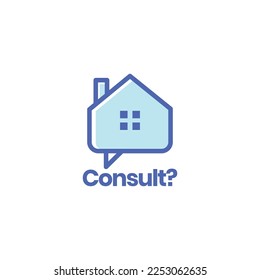 home house real estate consulting bubble chat talking architect building abstract logo design vector icon illustration template