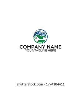home, house, real estate, logo, circle building, architecture, home plant nature symbol icon design vector