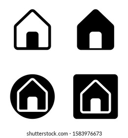Home House rounded corner flat icon black silhouette isolated on white
