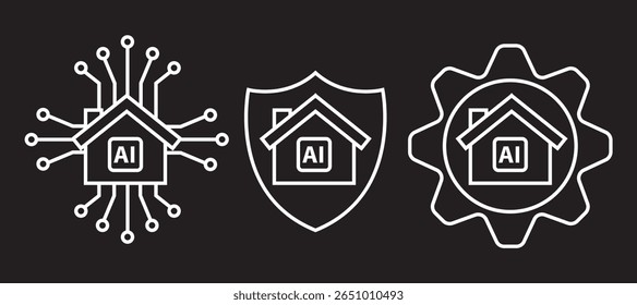 home house security artificial intelligence ai circuit board negative icon vector image
