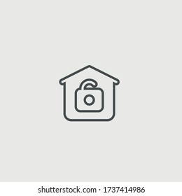 Sicherheit im Home House, unverschlossenes Vektor-Symbol-Illustrationszeichen