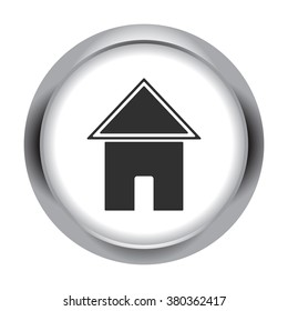 Home house simple icon on  round background