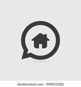 Home or House Speech Bubble Icon