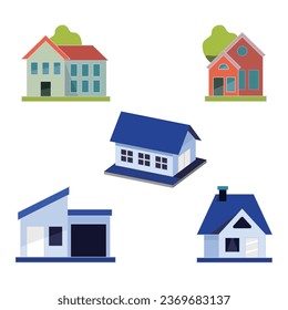 home house villa hotel free set icon vector logo template in flat style and trendy colors 