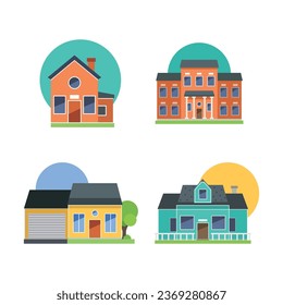 home house villa hotel set icon vector logo in flat and trendy style