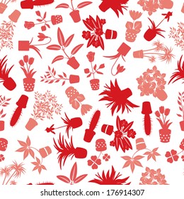 home houseplants and flowers pattern eps10