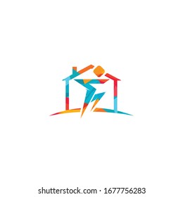 Home Human athlete vector logo design.