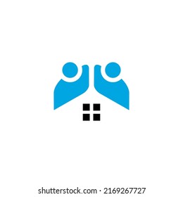 home and human logo design vector sign