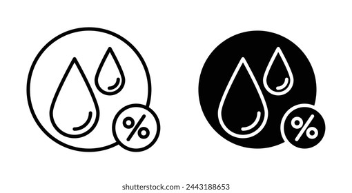 Home Humidity Measurement Icons. Water Vapor Content and Air Quality Symbols.