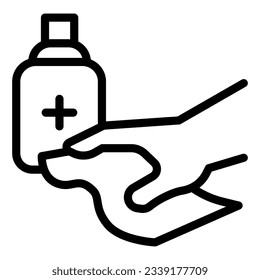 Home hygiene line icon. Disinfection with antiseptic alcohol tissue outline style pictogram on white background. Coronavirus prevention for mobile concept and web design. Vector graphics