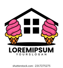 home and ice cream icon logo design 