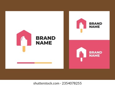 Home Ice Cream Logo by uniting the shape of ice cream and the door in negative space