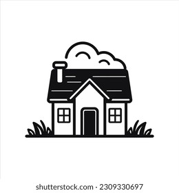 Icono del hogar en estilo plano negro aislado en fondo blanco. Ilustración del vector