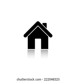 Home icon - black vector illustration with reflection