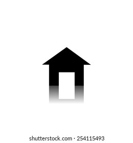 Home icon - black vector illustration with reflection