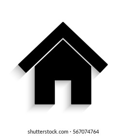 Home icon - black vector illustration with  shadow