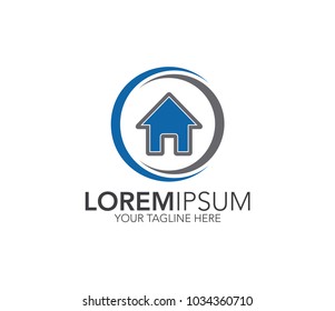 Home icon. blue home logo template