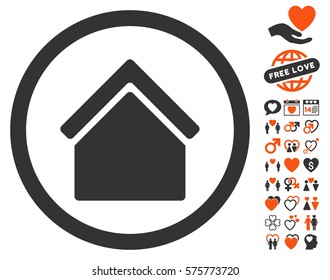 Home icon with bonus decoration pictograph collection. Vector illustration style is flat iconic symbols for web design, app user interfaces.
