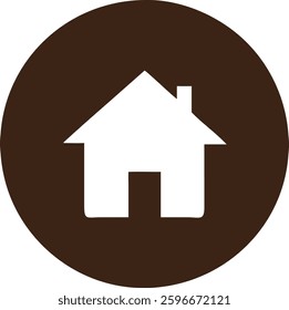 Home Icon in Brown Circle on White Background