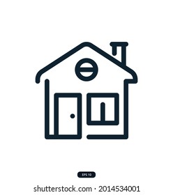 home Icon. building, construction Elements and home repair tools icons.  Set for Web and App Include of Roller Brush, Trowel, Shovel, and Window. Vector illustration