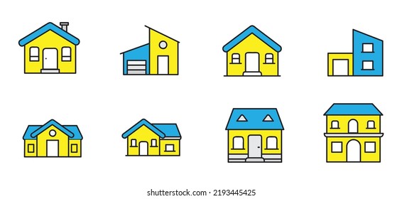 Home icon, Building houses with color