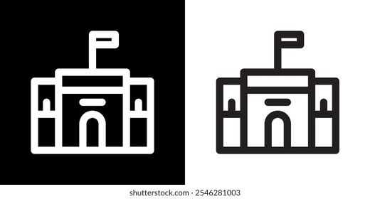 Home icon. Building. Residential. Logos. Concrete. Residence. Draw lines. Black image. Silhouette