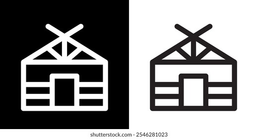 Home icon. Building. Residential. Logos. Concrete. Residence. Draw lines. Black image. Silhouette