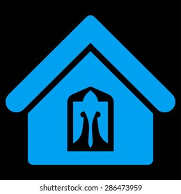 Home icon from Business Bicolor Set. Vector style: flat symbol, blue color, rounded angles, black background.