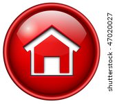 home icon, button, 3d red glossy circle.