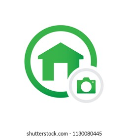 home icon button with camera icon  concept . button vector icon