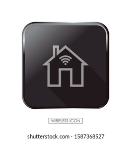 Home icon button with wireless. Editable vector.