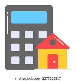 Icono del hogar con vector de calculadora del presupuesto del hogar en estilo moderno