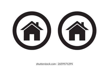 Icono casero en círculo, estilo plano simple