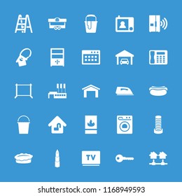 Home icon. collection of 25 home filled icons such as garage, business center building, hanger, key, browser window, cupboard. editable home icons for web and mobile.