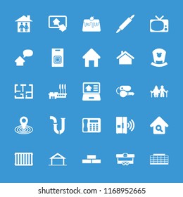 Home icon. collection of 25 home filled icons such as house building, brick wall, map location, old couple, real estate on laptop. editable home icons for web and mobile.