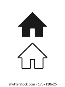 Home icon collection. House symbol button set. Flat shape building logo sign. Black silhouette isolated on white background. Vector illustration image.