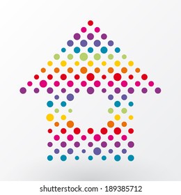 Home icon composed of colored dots