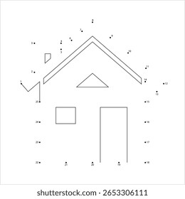 Home Icon Connect The Dots, House, Residence, Villa, Realty Icon Vector Art Illustration, Puzzle Game Containing A Sequence Of Numbered Dots