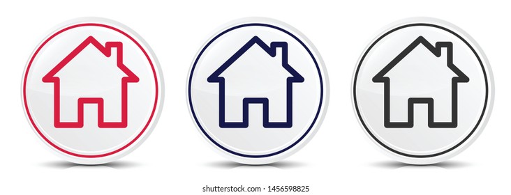 Home icon crystal flat round button set illustration design isolated on white background