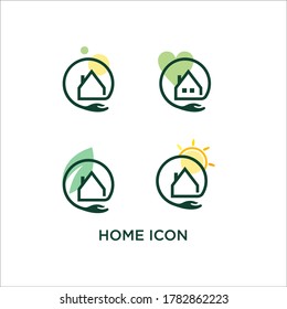 diseños de iconos de inicio. un concepto de casa llano, sencillo y moderno.