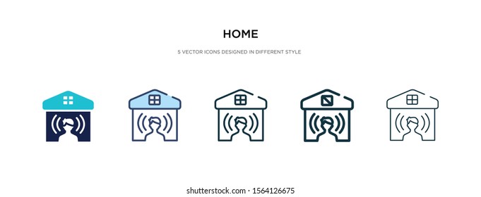 home icon in different style vector illustration. two colored and black home vector icons designed in filled, outline, line and stroke style can be used for web, mobile, ui