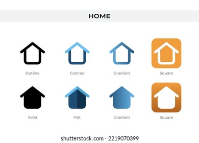 home icon in different style. home vector icons designed in outline, solid, colored, gradient, and flat style. Symbol, logo illustration. Vector illustration