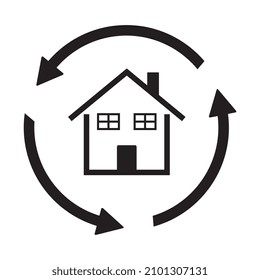 Home icon, energy saving symbol, renewable energy vector illustration on white background