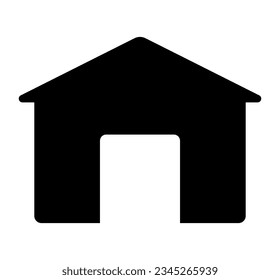 Home icon. Facade, building exterior. Vector clipart isolated on white background.