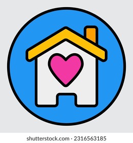 Home icon in filled line style, use for website mobile app presentation